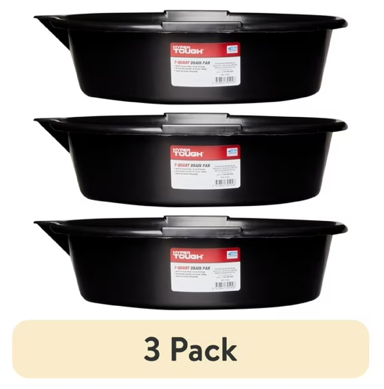 (3 pack) Hyper Tough 7-Quart Automotive Drain Pan with Built-In Scale and Spout
