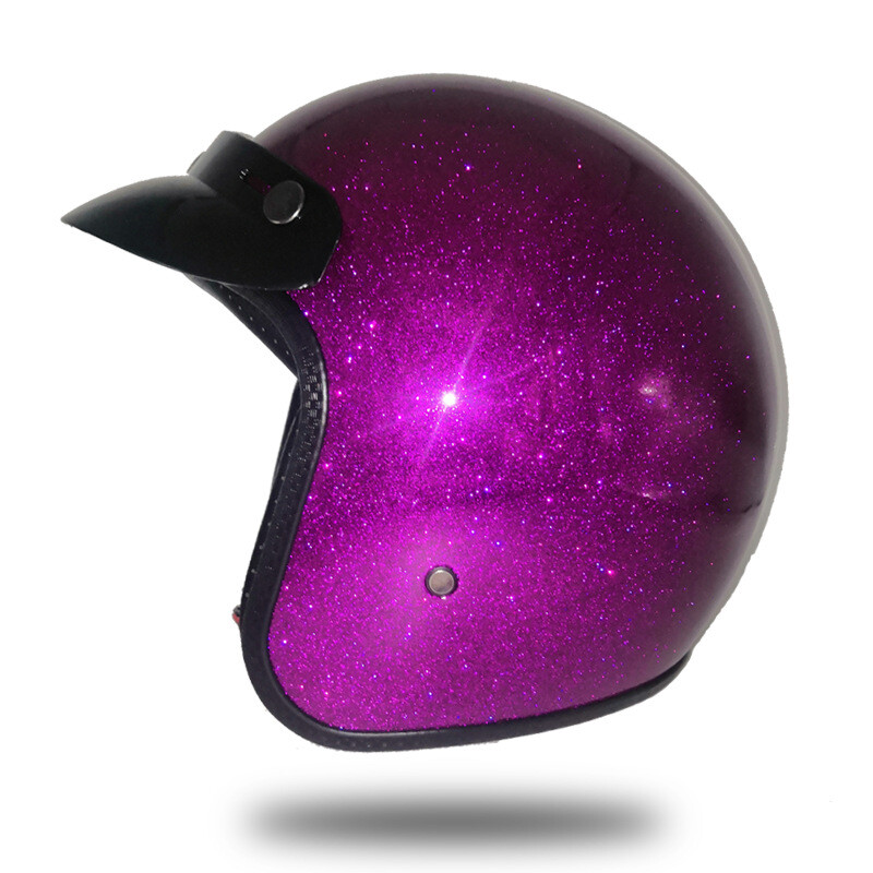 DOT Motorcycle Helmet Open Face Vintage Shiny Scooter Cruiser Helmets 3/4 Helmet