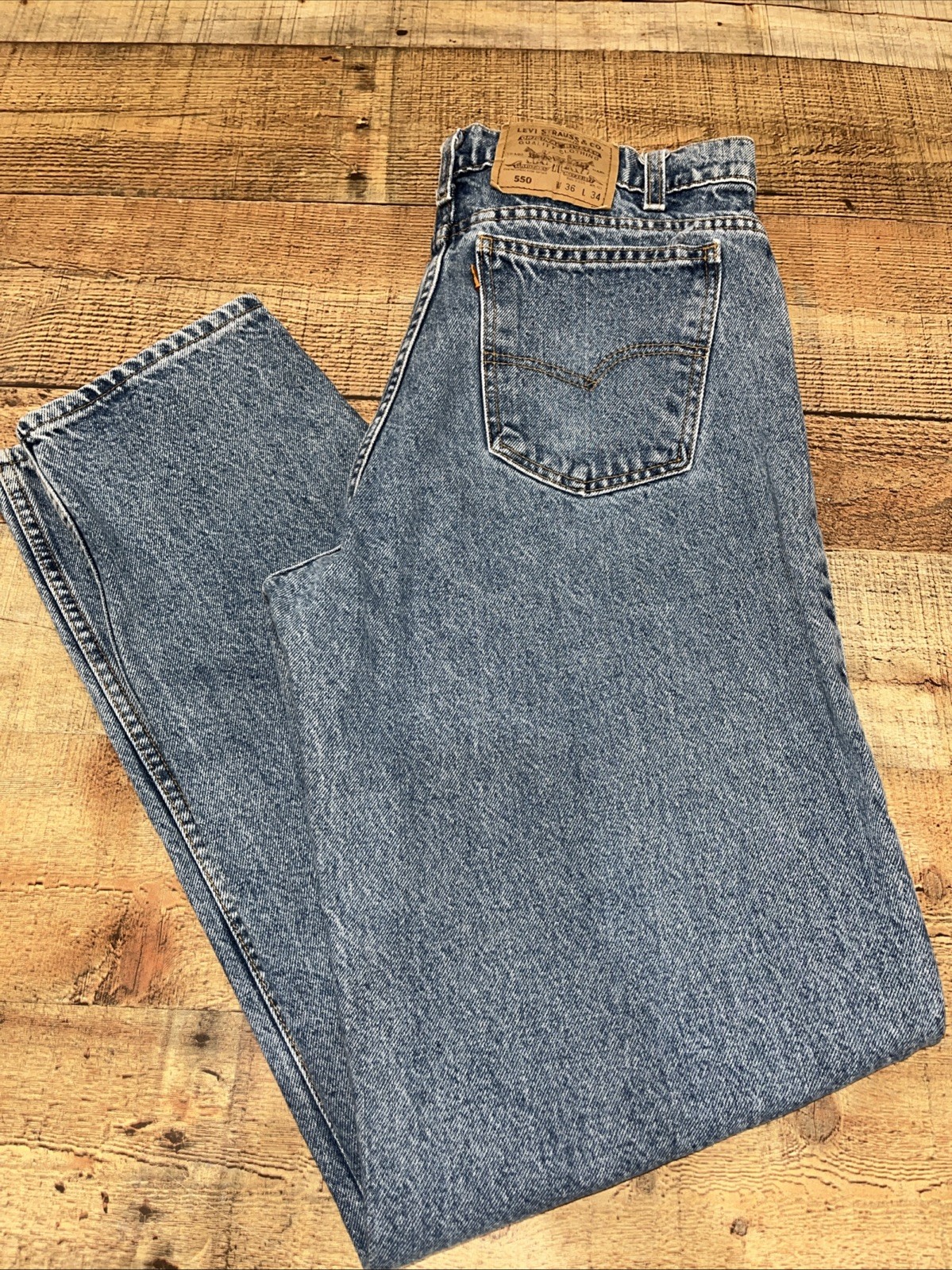 Vtg Levis Jeans Mens 36x34 Blue 90s Orange Tab Denim Pants 550 USA Made (2849)