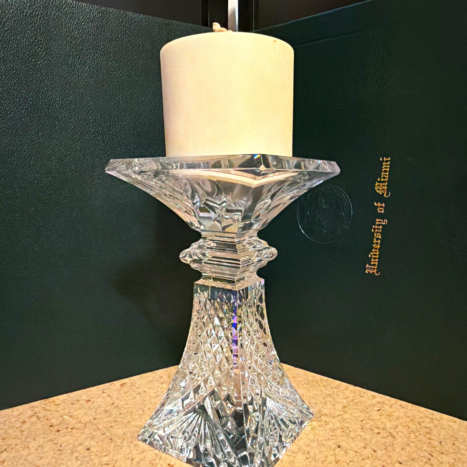 Waterford Crystal Decorative Pillar Candle Candlestick Holder