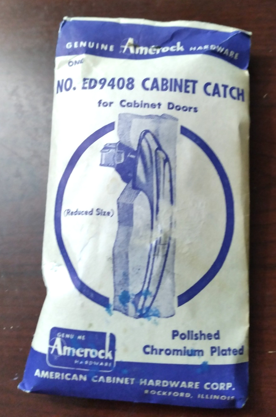 Vintage Amerock ED9408 Push Button Catch Polished Chrome Cabinet Hardware NOS Vintage Amerock ED9408 Push Button Catch Polished Chrome Cabinet Hardware NOS