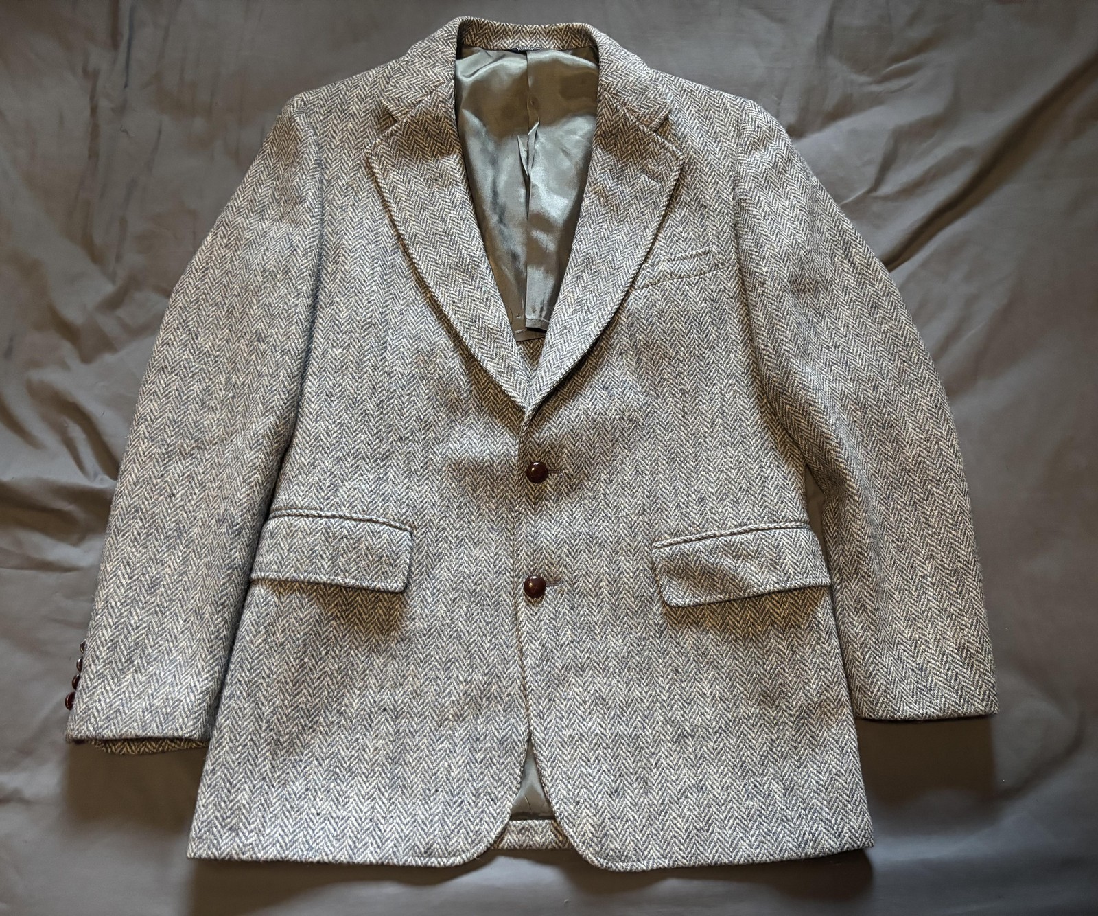 Vintage Redwood & Ross Sport Coat Mens 36 Gray Harris Tweed Wool Herringbone