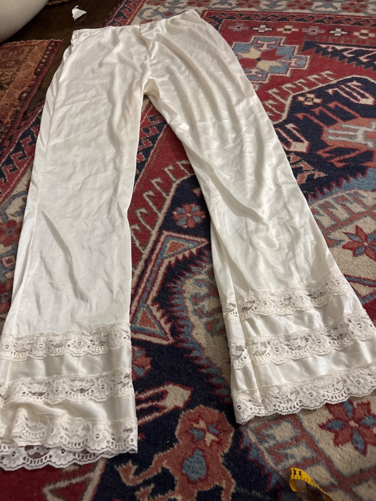 VTG 60s 70s Slip Pants Slip lace Antron Nylon Silky Pajama ivory medium VTG 60s 70s Slip Pants Slip lace Antron Nylon Silky Pajama ivory medium