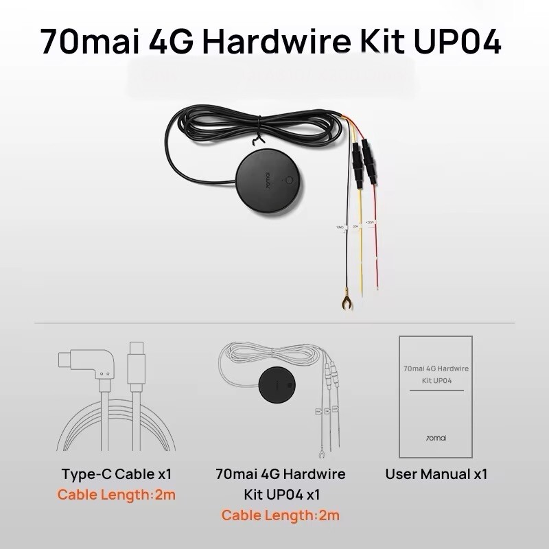 70Mai 4G Hardwire Kit UP04 24H Smart Parking “LIVE STREAMING” A510 A810 X200 -AU