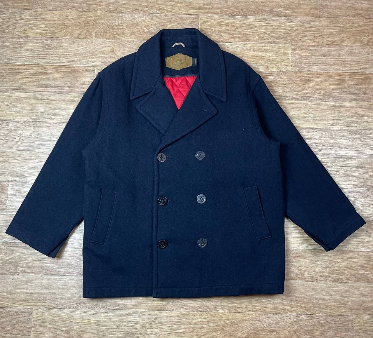 Schott NYC Peacoat Men L Wool Double Breasted USA Military Thermolite Jacket