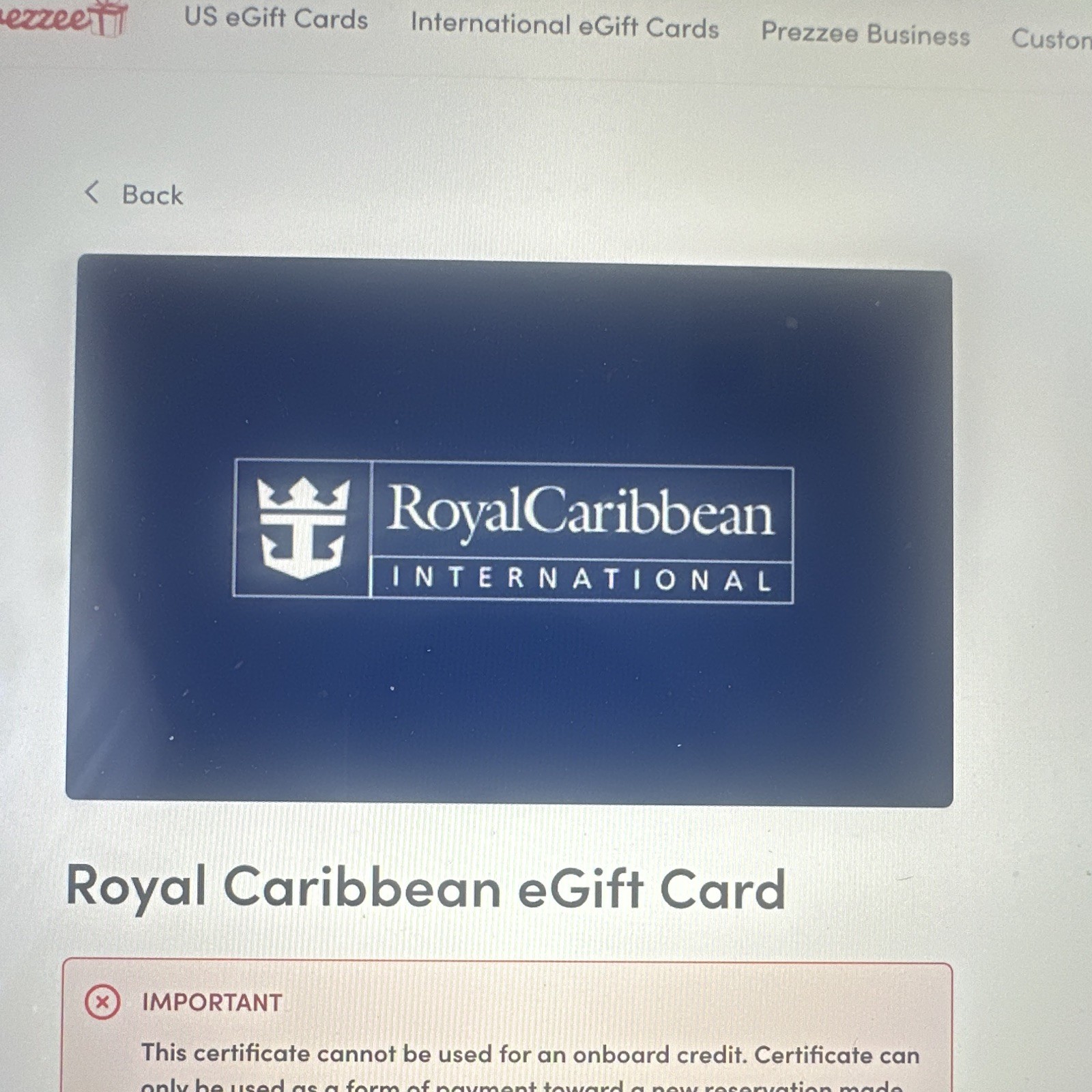 Royal Caribbean International Travel eGift Card $400 US-Nationwide No Expiration