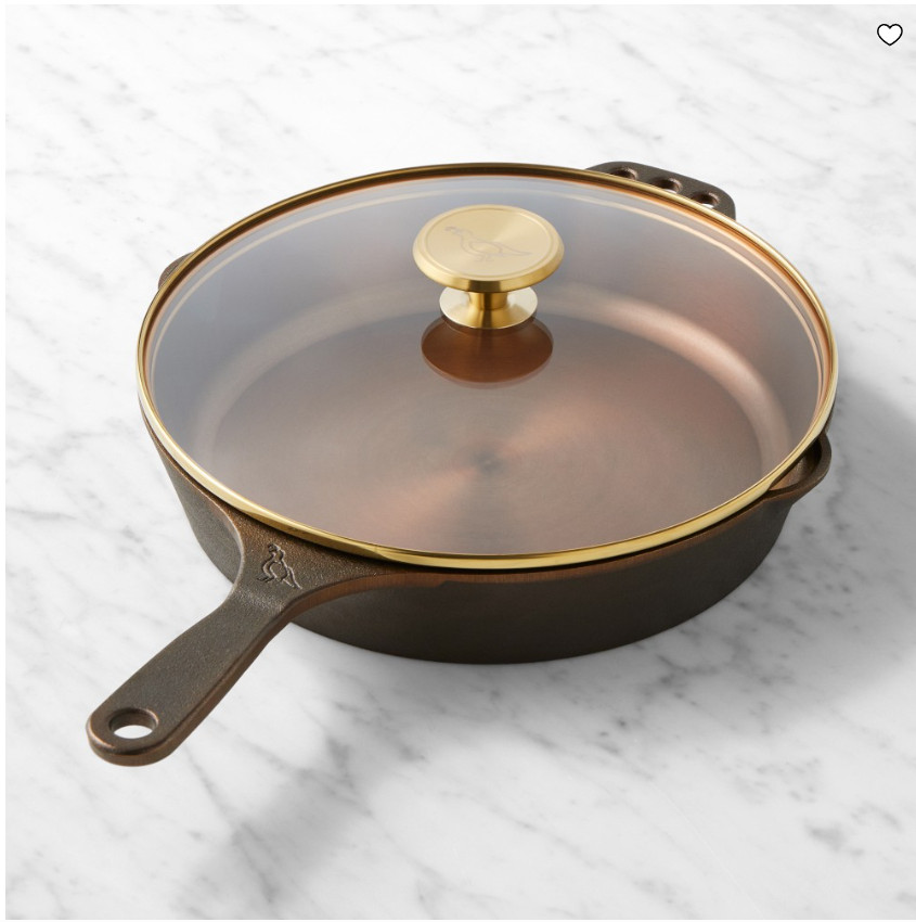 Smithey Seasoned Cast Iron Classic Skillet with Lid Frying Pan Cookware