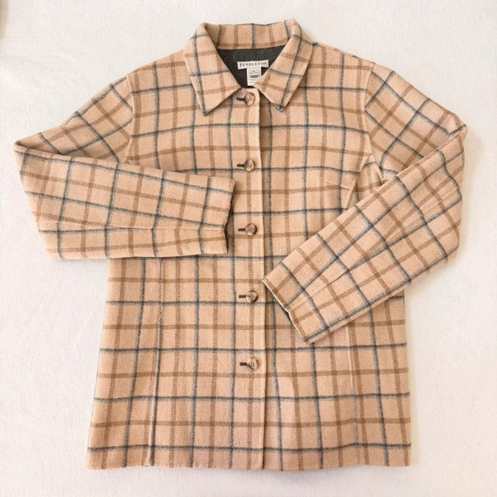 Pendleton Vintage Reversible Plaid Wool Button Up Shacket Coat Size Medium