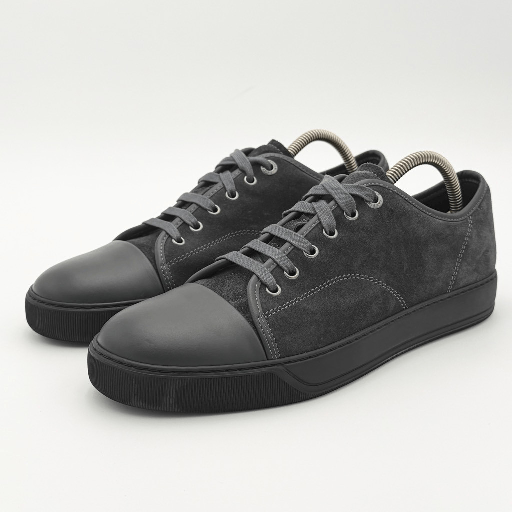 Lanvin DBB1 Leather and Suede Cap Toe Lace Up Comfort Fashion Sneakers in Blue B Lanvin DBB1 Leather and Suede Cap Toe Lace Up Comfort Fashion Sneakers in Blue B