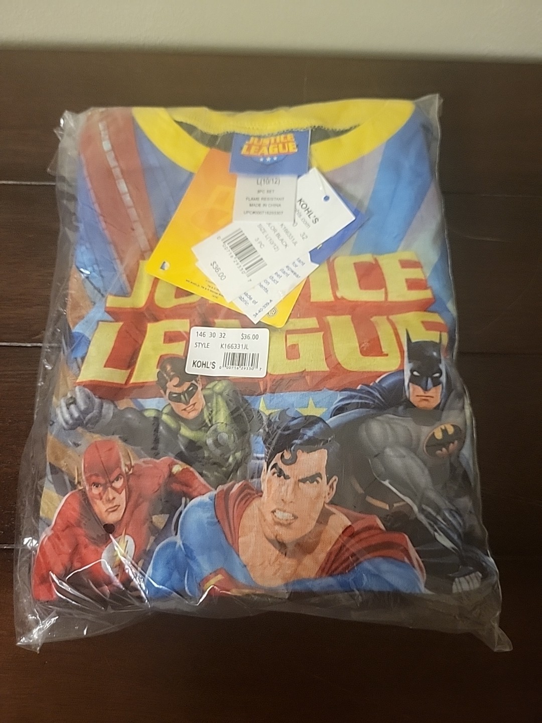 3 PC Justice League Pajamas Set Sealed In Original Packaging