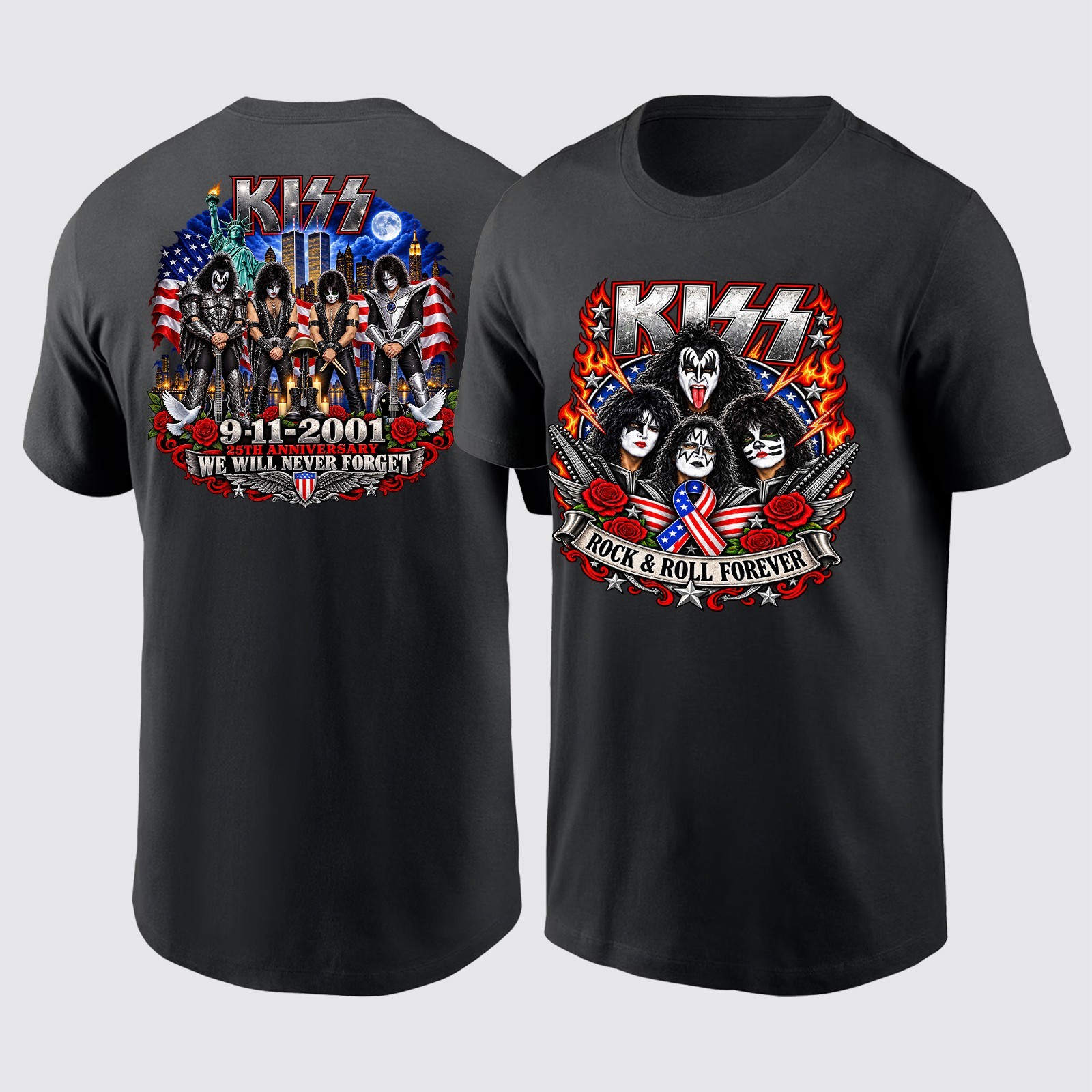 Kiss Band 9/11 25th Anniversary Memorial Shirt, We Will Never Forget