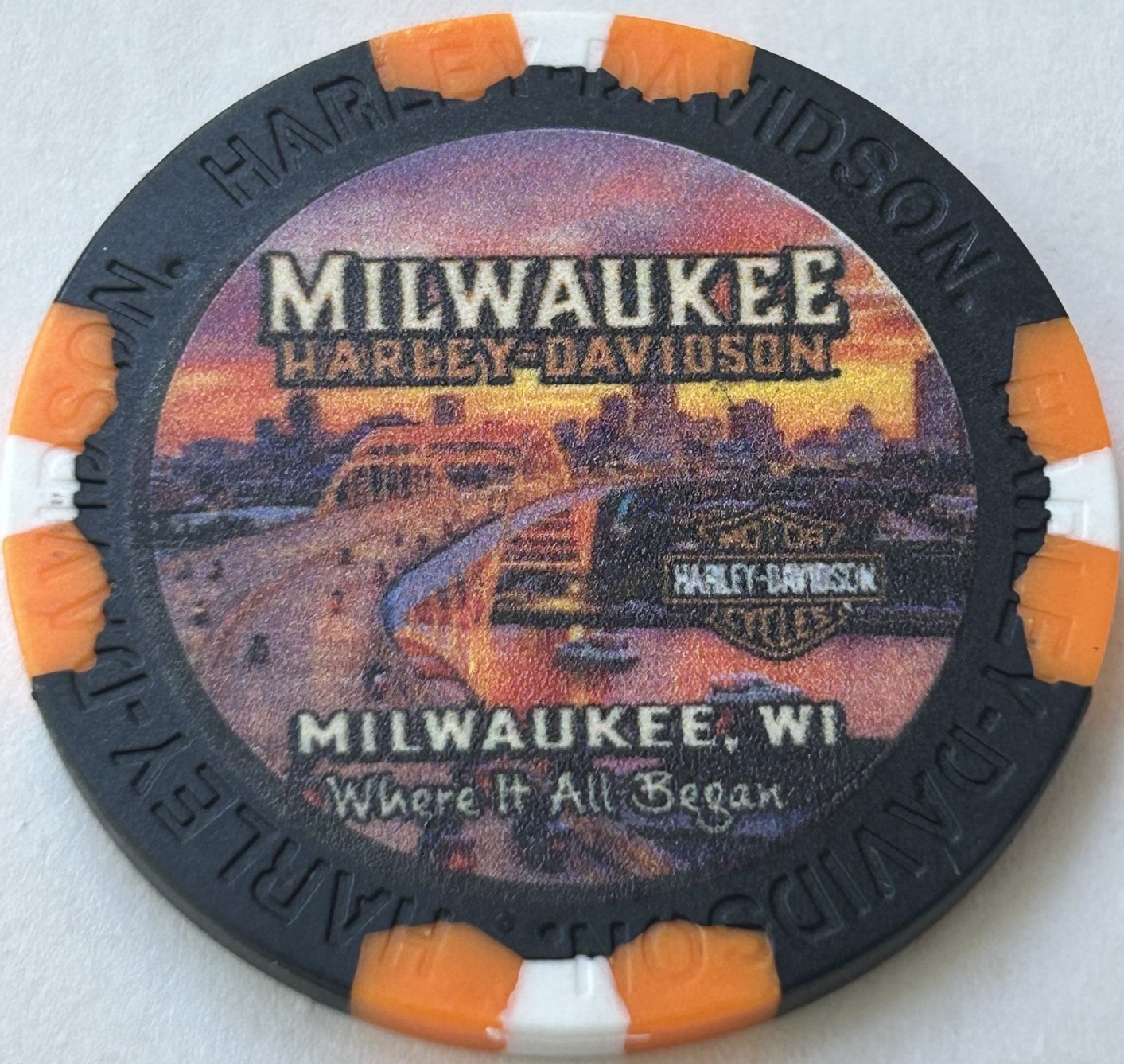 Harley Davidson Wide Print Poker Chip Milwaukee HD Milwaukee, Wisconsin