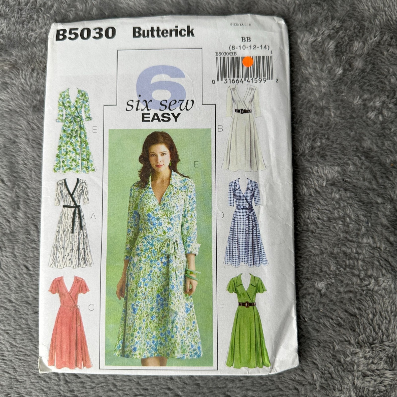Butterick B5030 Misses Wrap Dress Sewing Pattern Size 8-14 Six Variations Uncut