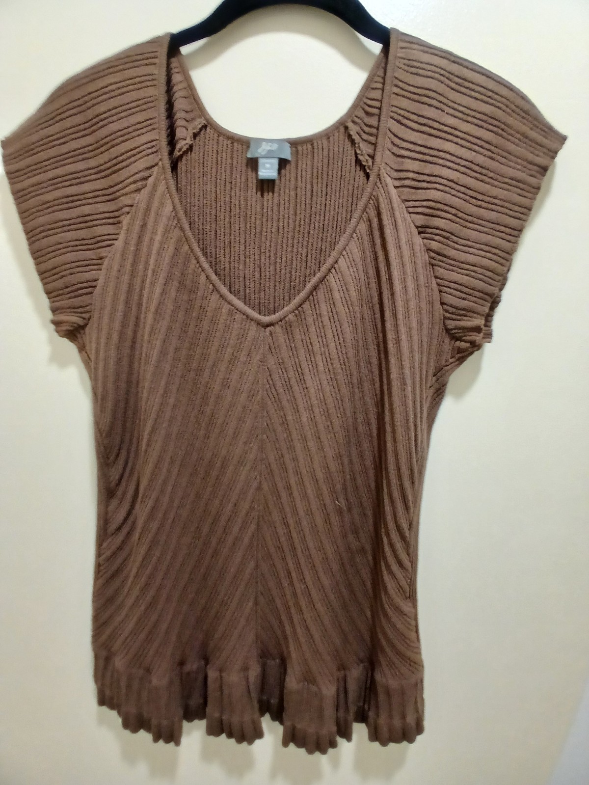 J Jill NWOT Brown Stretch Cotton Blend Womens S/S Top, size Medium $20.