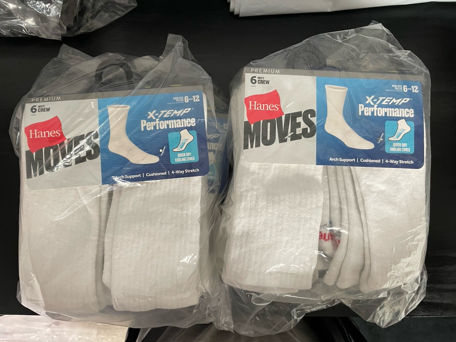 Hanes Men\'s X-Temp Performance Crew Socks White 24 Pairs 6-12 size