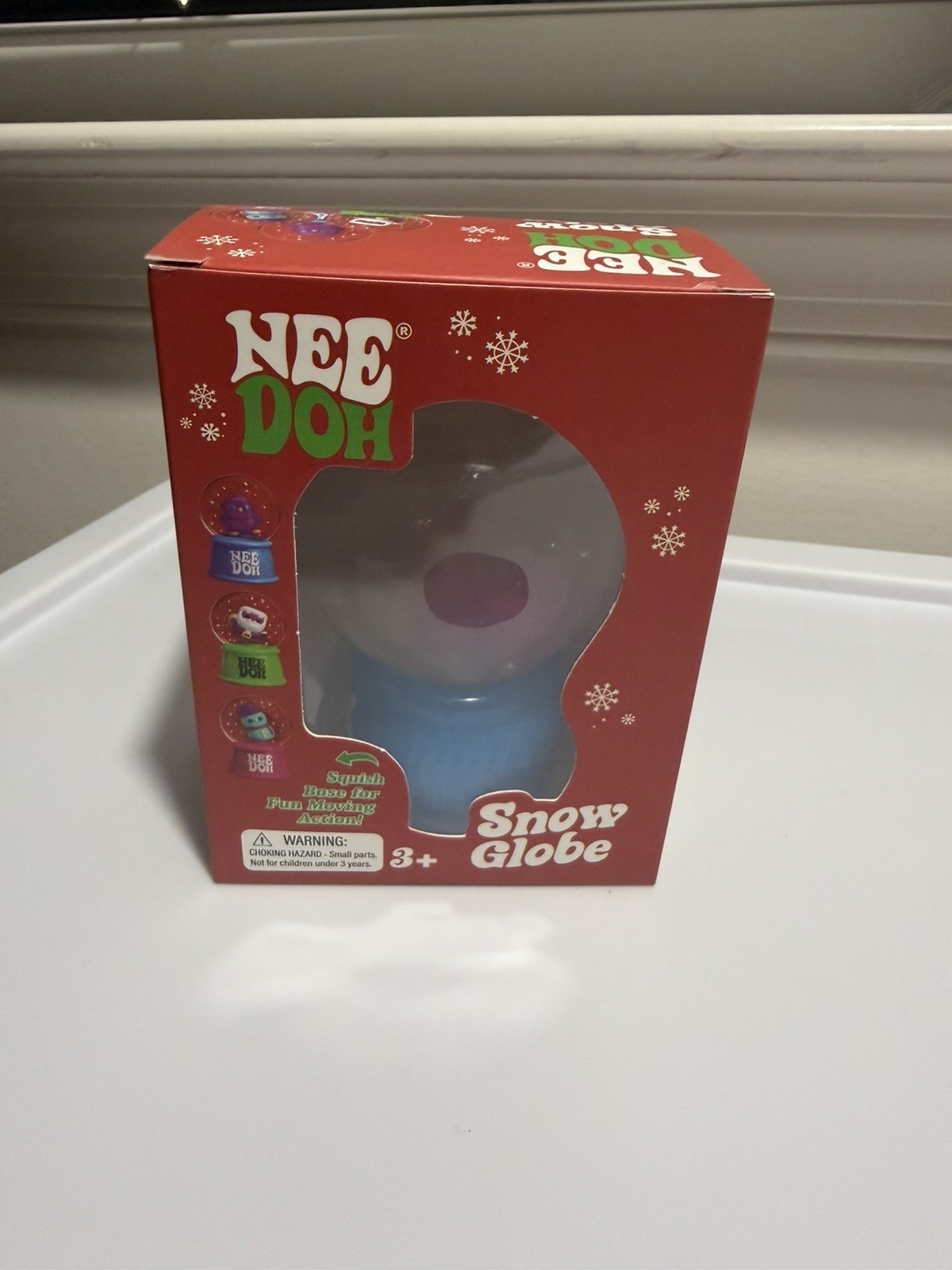 Authentic Nee Doh Snow Globe Groovy the Dohman. NIB Collectible blue penguin