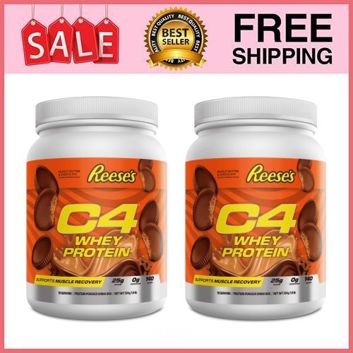 2 Pack C4 Whey Protein Powder, Reese\'s Peanut Butter Cup Flavor, 18 Serv Pk