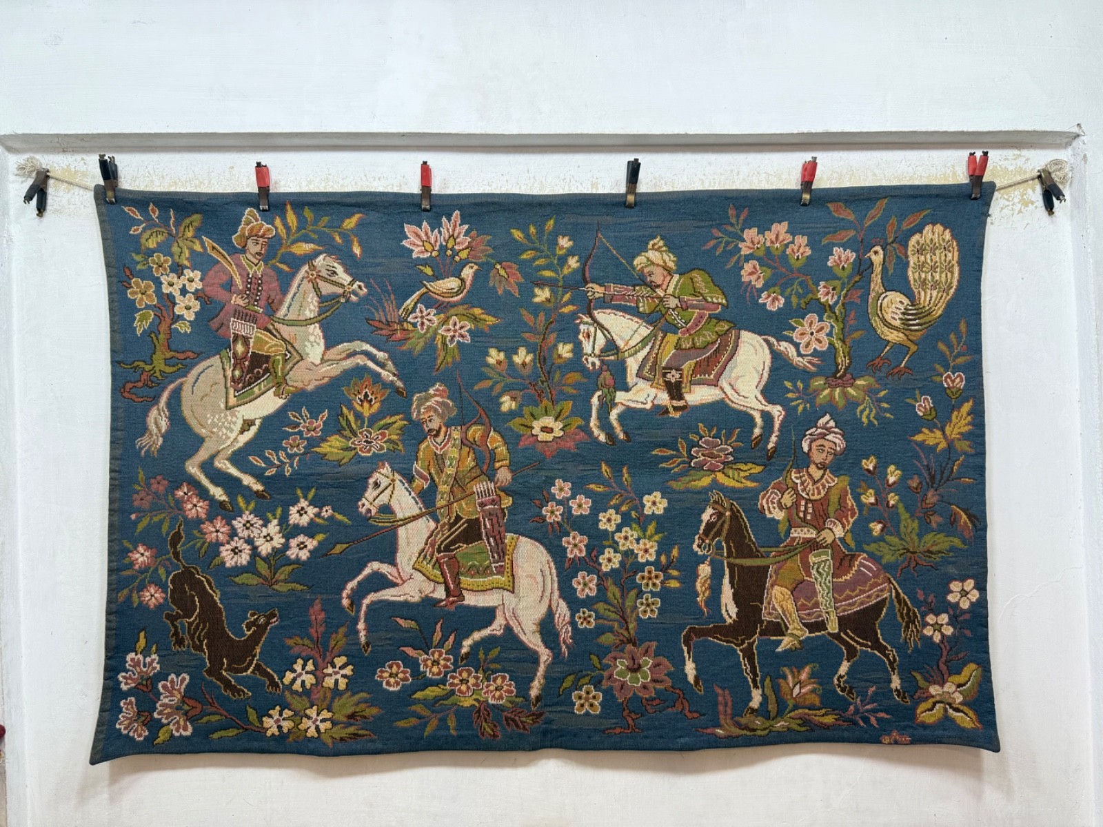 Vintage Fabulous French Aubusson Style Pictorial Figurative Motif Tapestry 