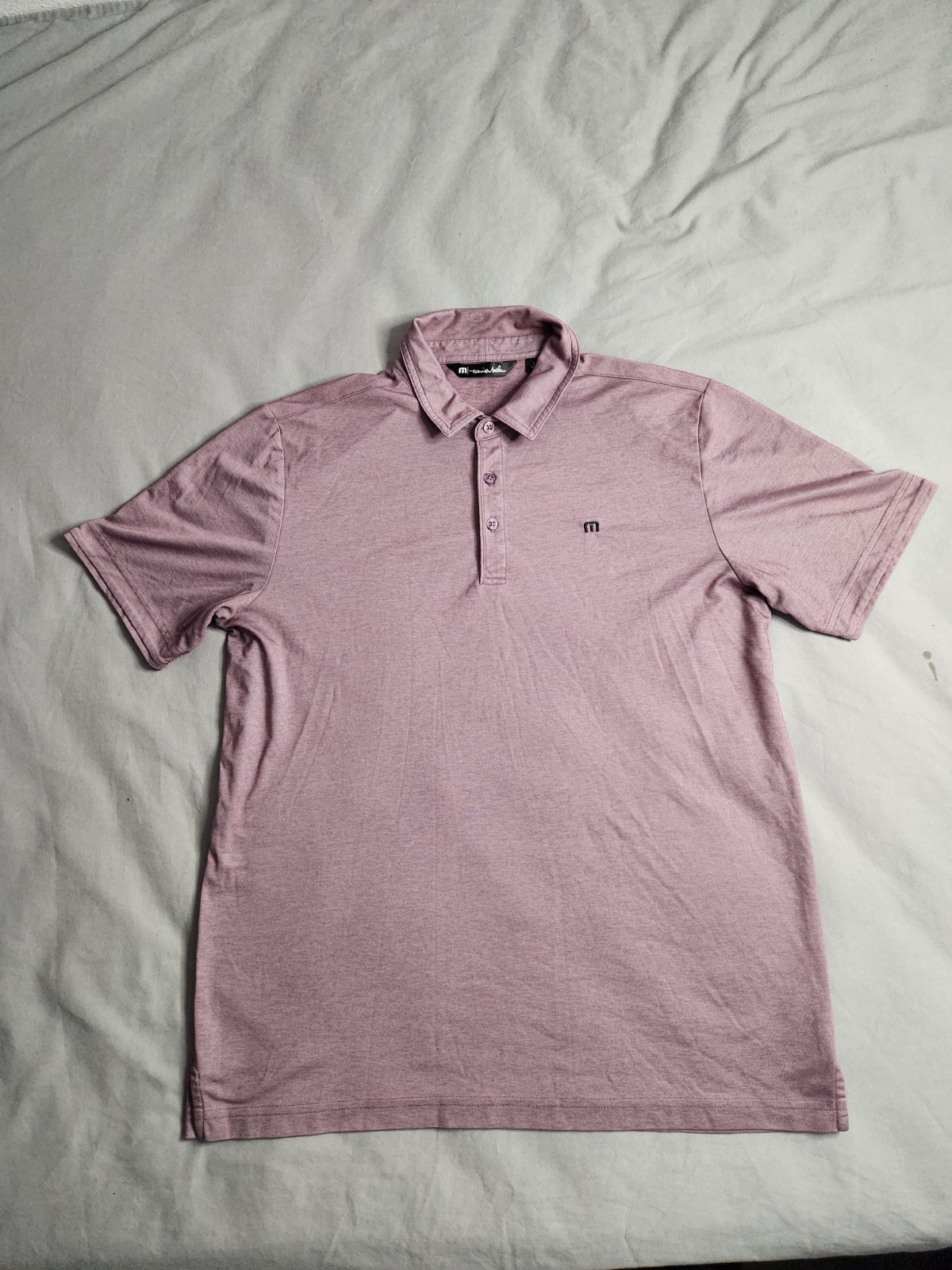 Travis Mathew Polo Shirt Mens Size Large Purple Lightweight Golf Preppy NEW
