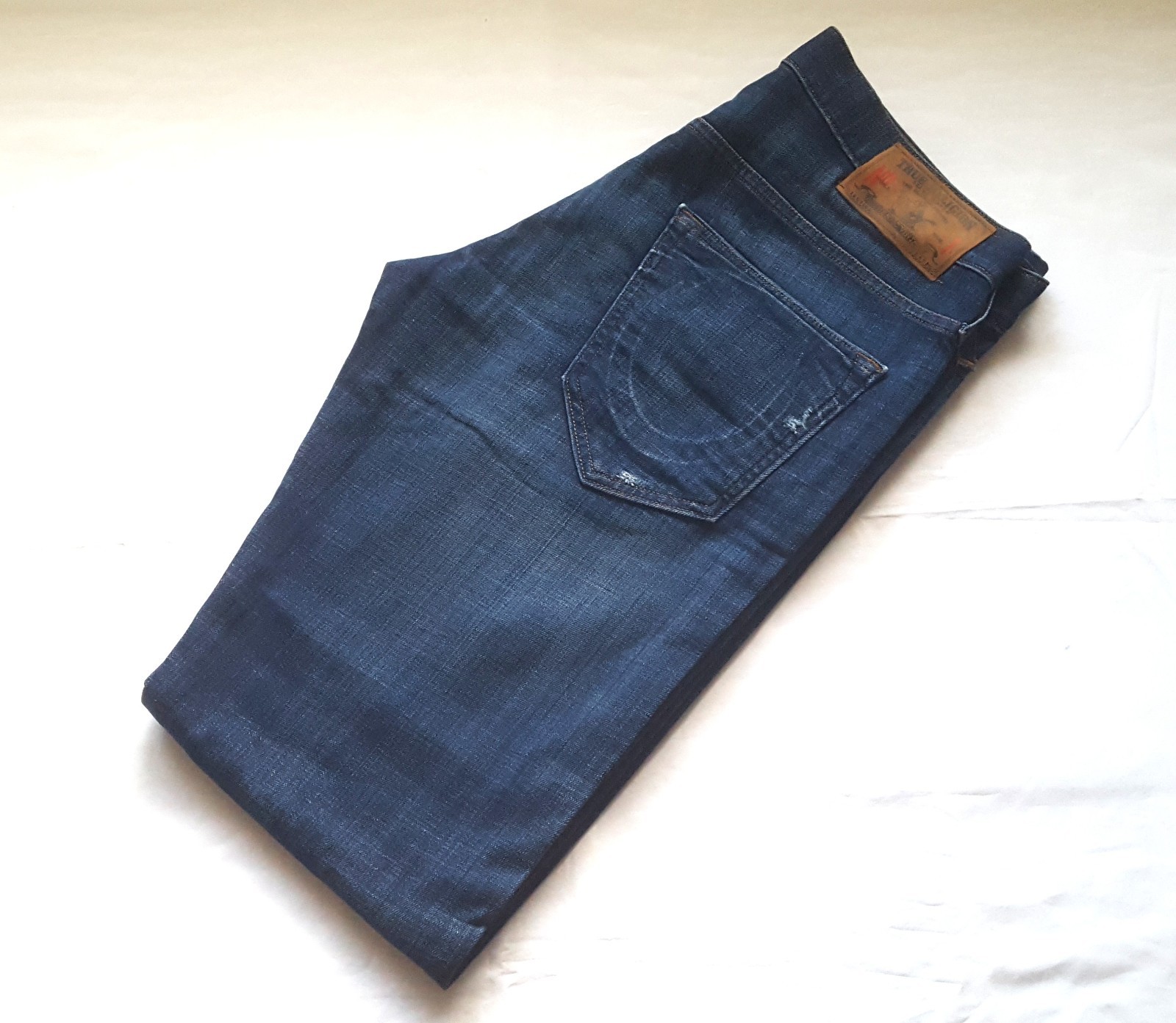 True Religion Bobby Mens Jeans 31x34 Blue Dark Wash Straight Made in Italy BNWT