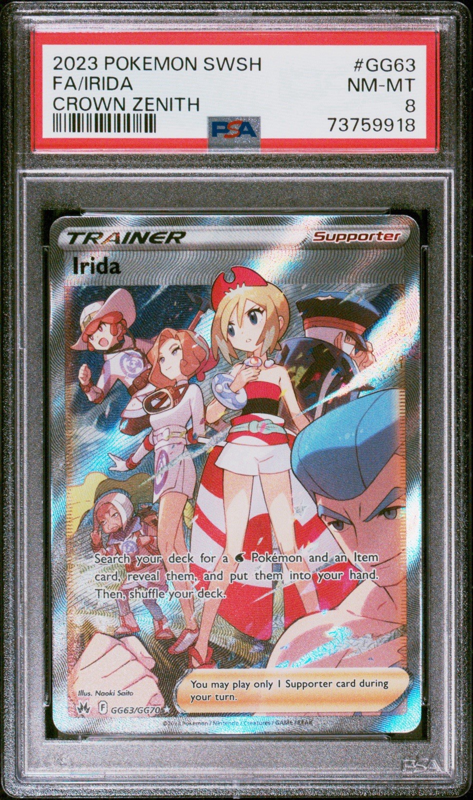 2023 Crown Zenith Trainer Irida FA #GG63 PSA Near Mint 2023 Crown Zenith Trainer Irida FA #GG63 PSA Near Mint