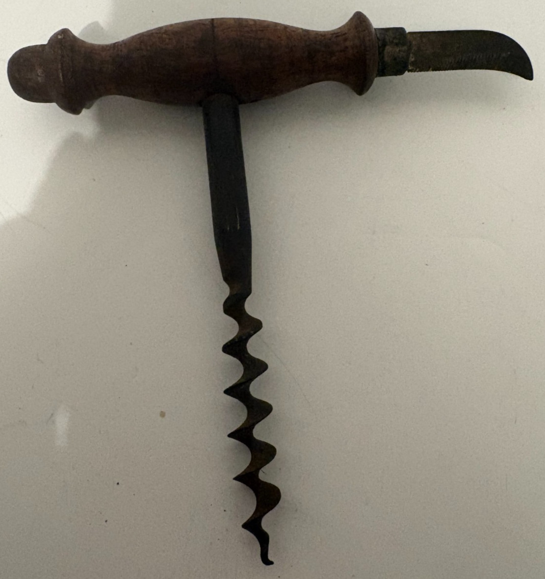 Vintage Wooden Handle Corkscrew Barware Wine Opener Bottle Opener - VTG