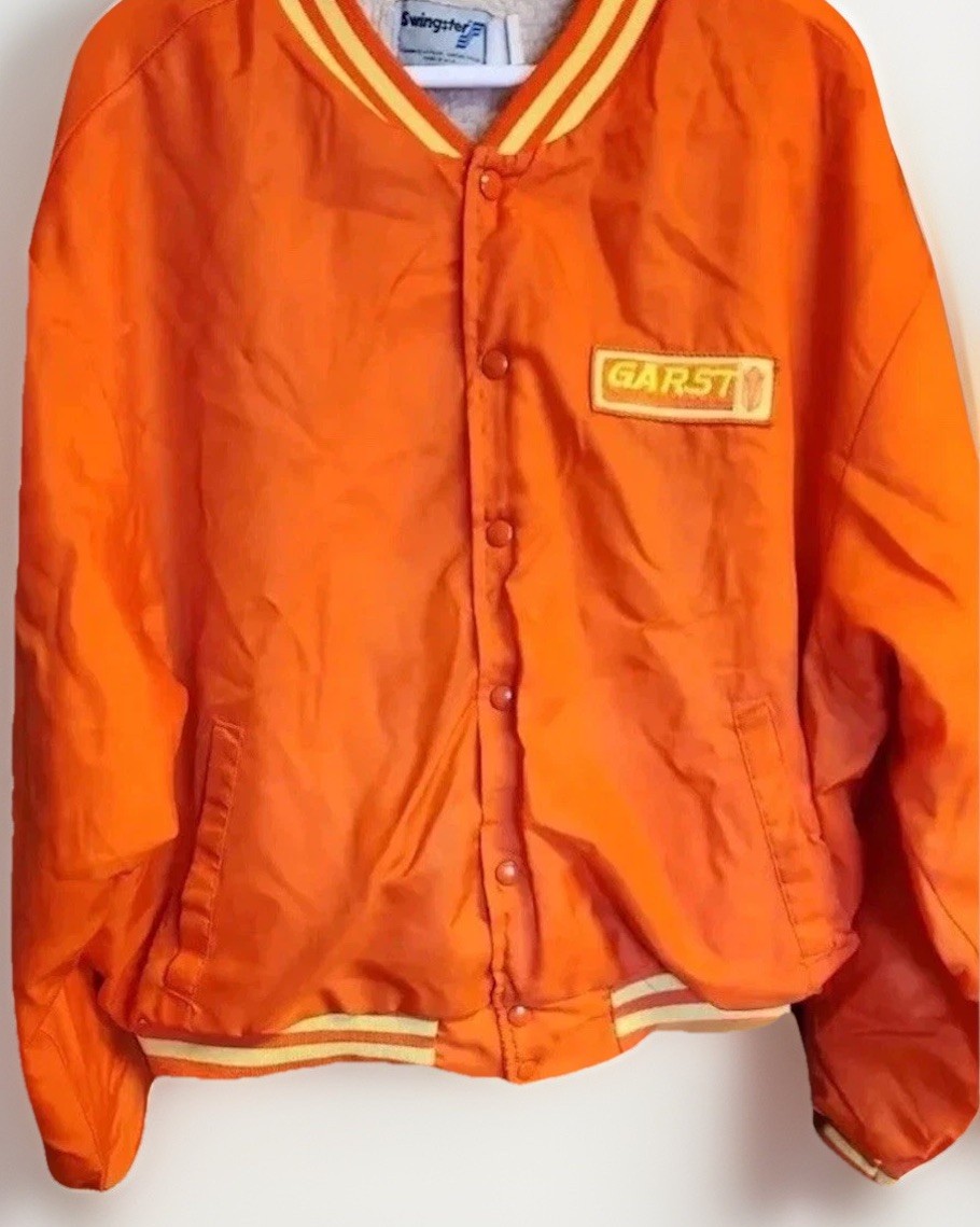 Vintage SWINGSTER Bright Orange Yellow Sherpa Lined Bomber Jacket Mens M USA 60s