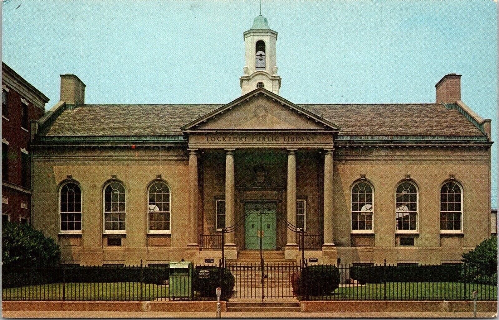 Lockport Public Library Building Streetview Lockport New York Chrome Postcard