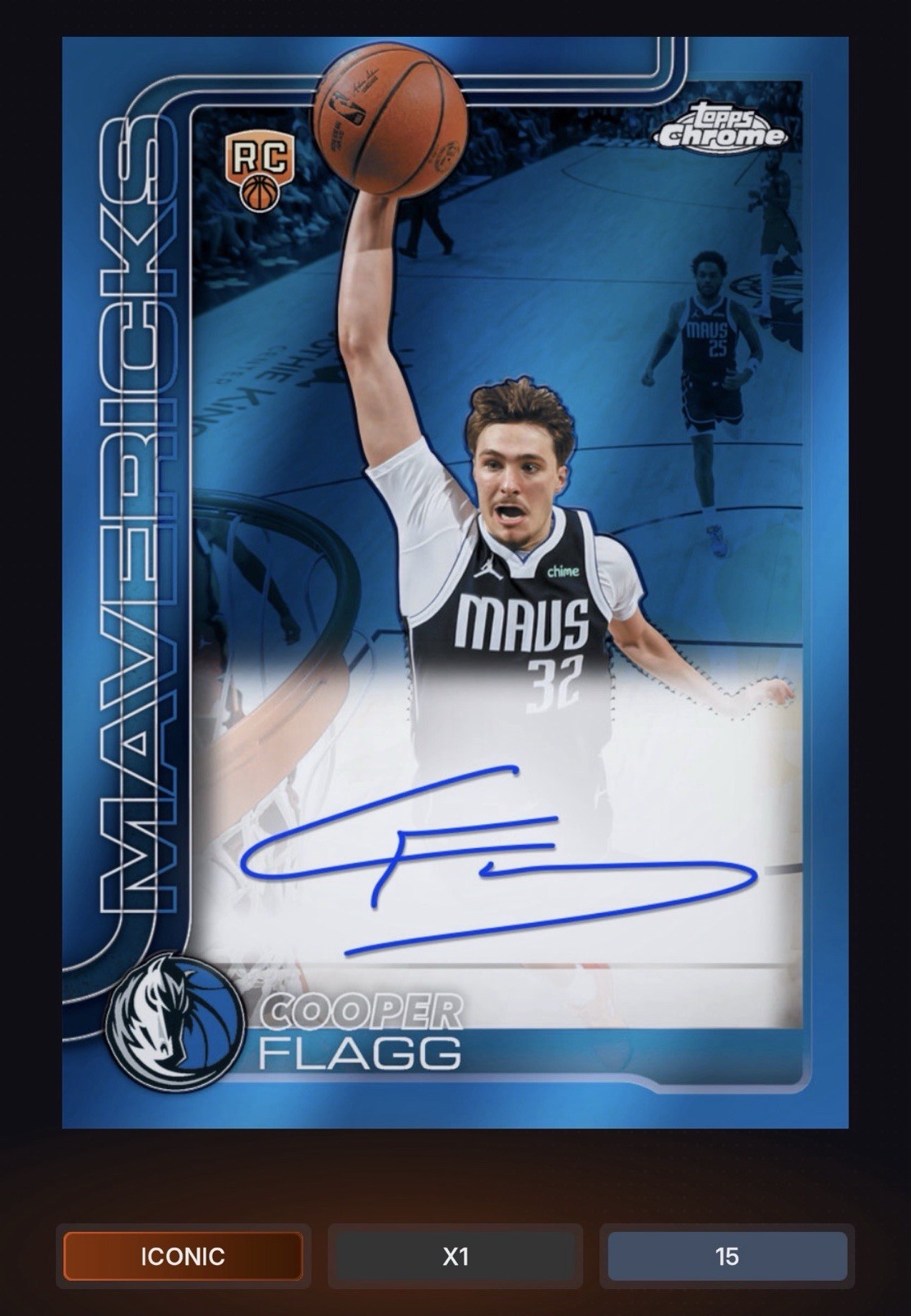 DIGITAL 2026 Topps Chrome Update Cooper Flagg RC Auto Blue Refractor /150