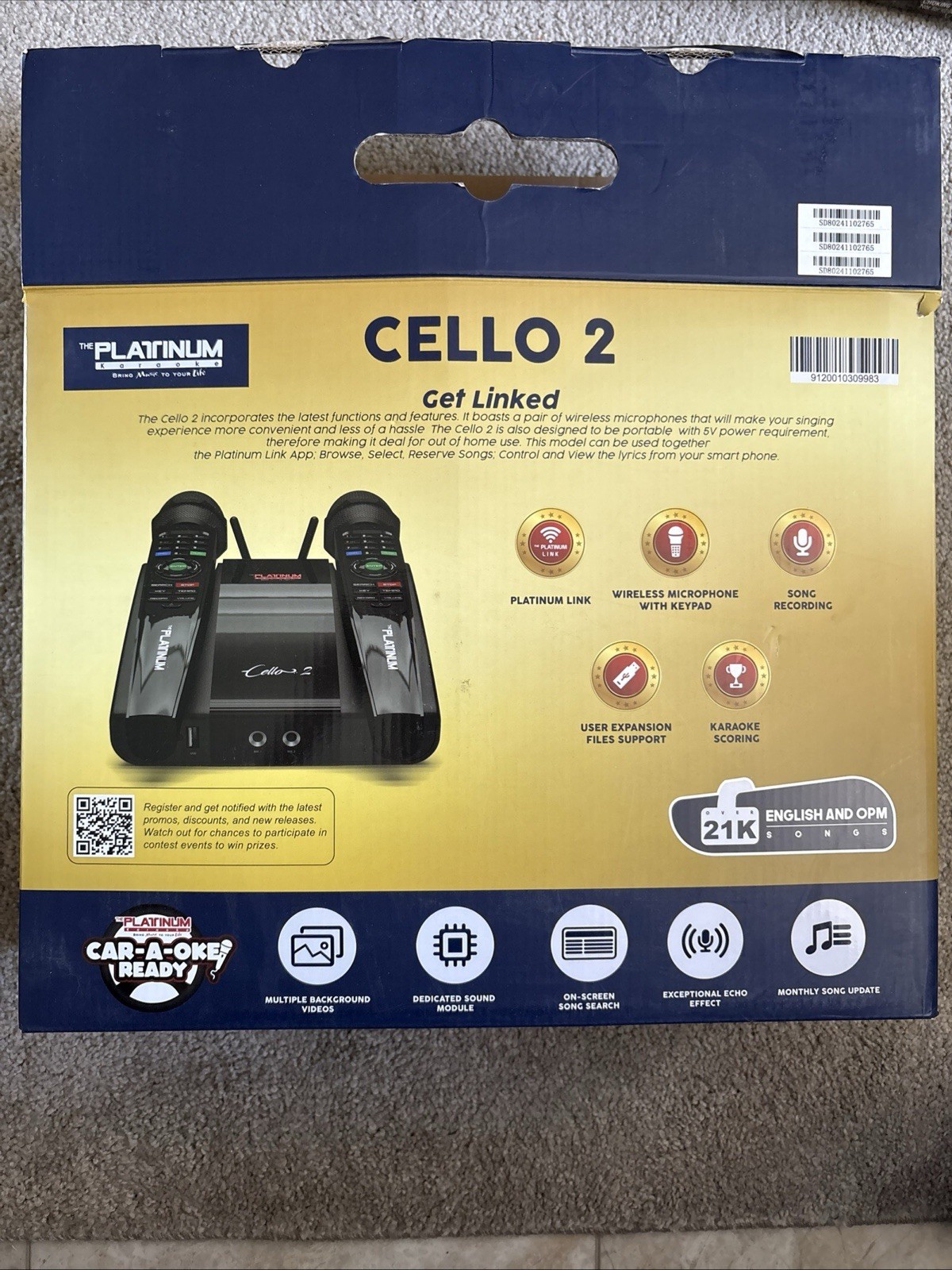 The Platinum Karaoke - Cello 2 Karaoke Machine -  - NEW, OPEN BOX