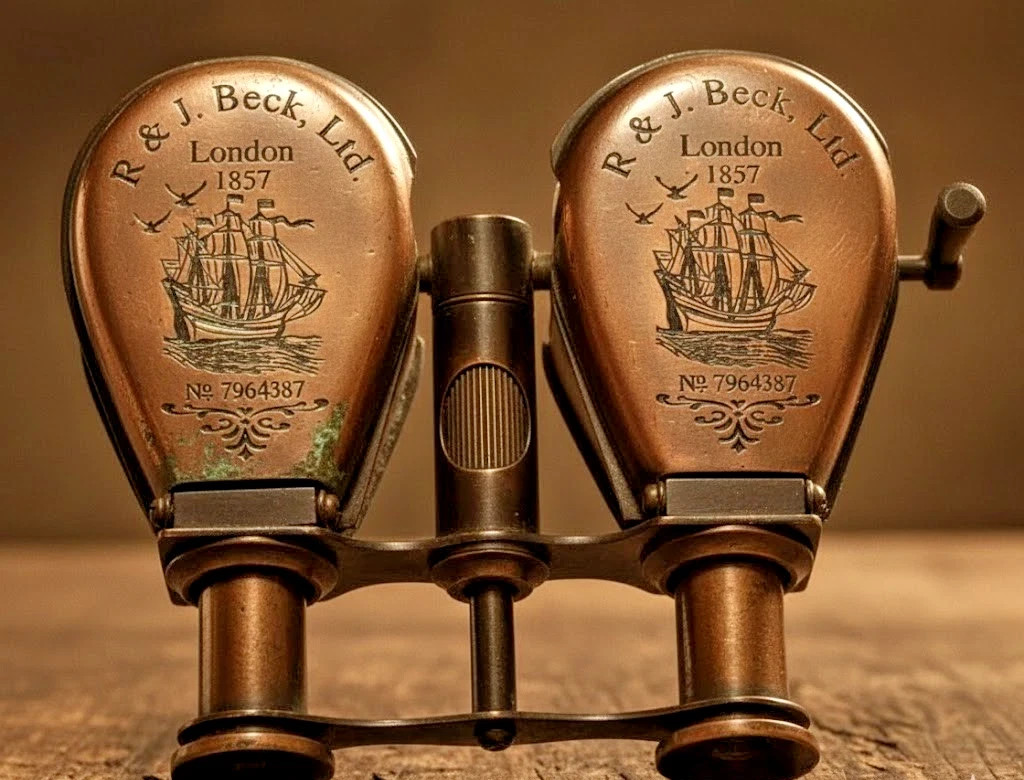 London 1857 Antique R & J. Beck Ltd Field Brass Glasses Binoculars Mother Gift