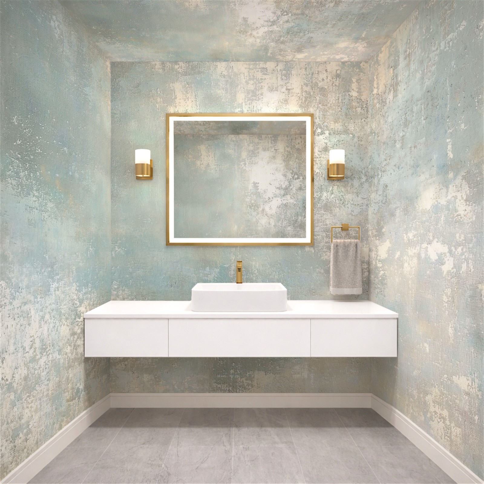 Soft Blue Plaster Textured Abstract Wallpaper Mural