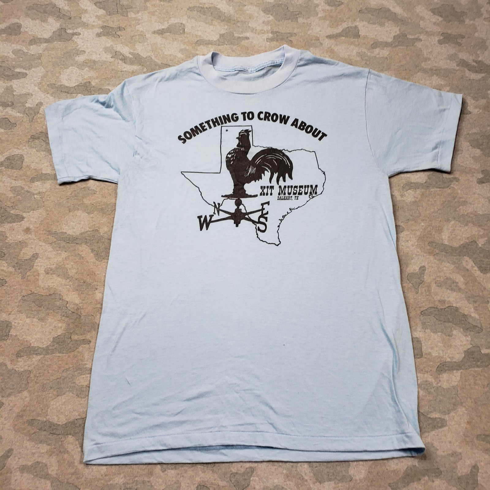 Vintage Xit Museum Shirt Men Small Blue Single Stitch Rooster Texas Short Sleeve