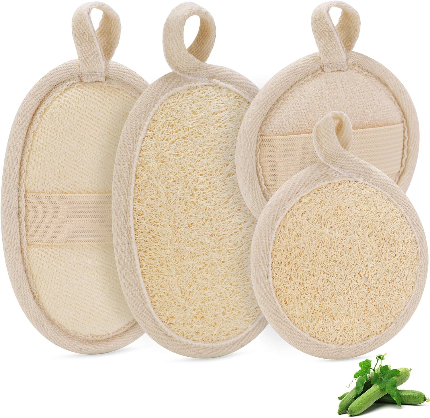 Bath Shower Loofah Sponge for Body and Face, Made of Natural Luffa and Terry Bath Shower Loofah Sponge for Body and Face, Made of Natural Luffa and Terry