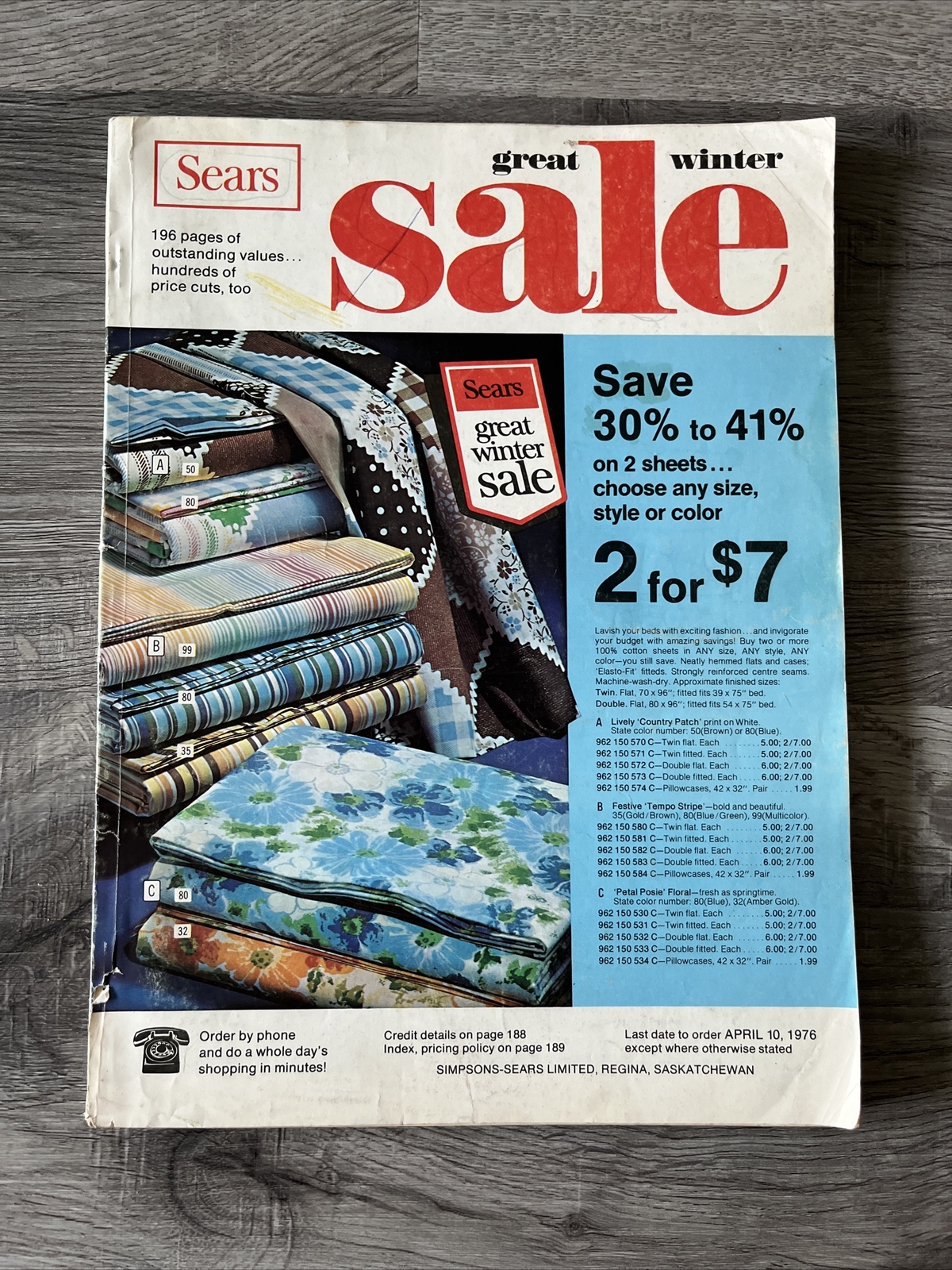 Vintage 1976 Sears Winter Sale Catalog Fashion Electronics Furniture Canada
