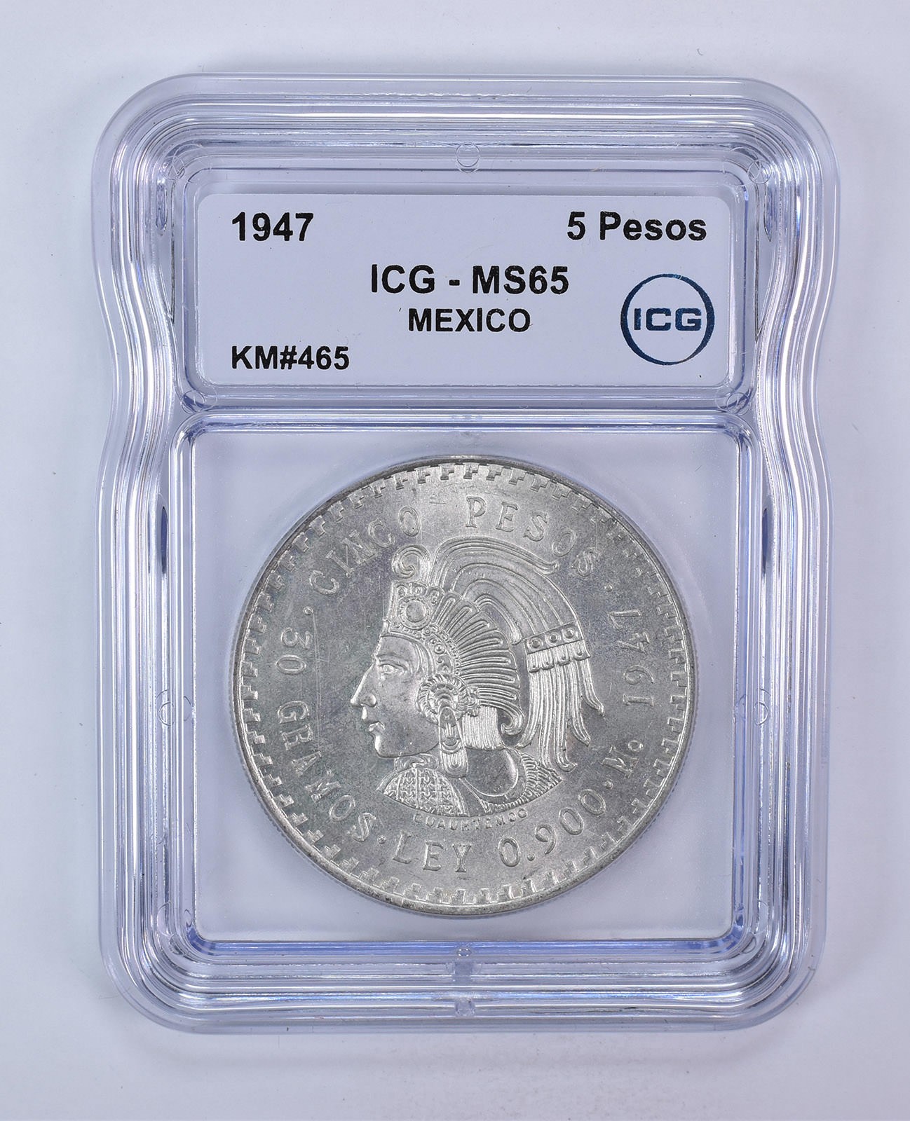 1947 Mexico 5 Pesos KM#465 MS65 ICG