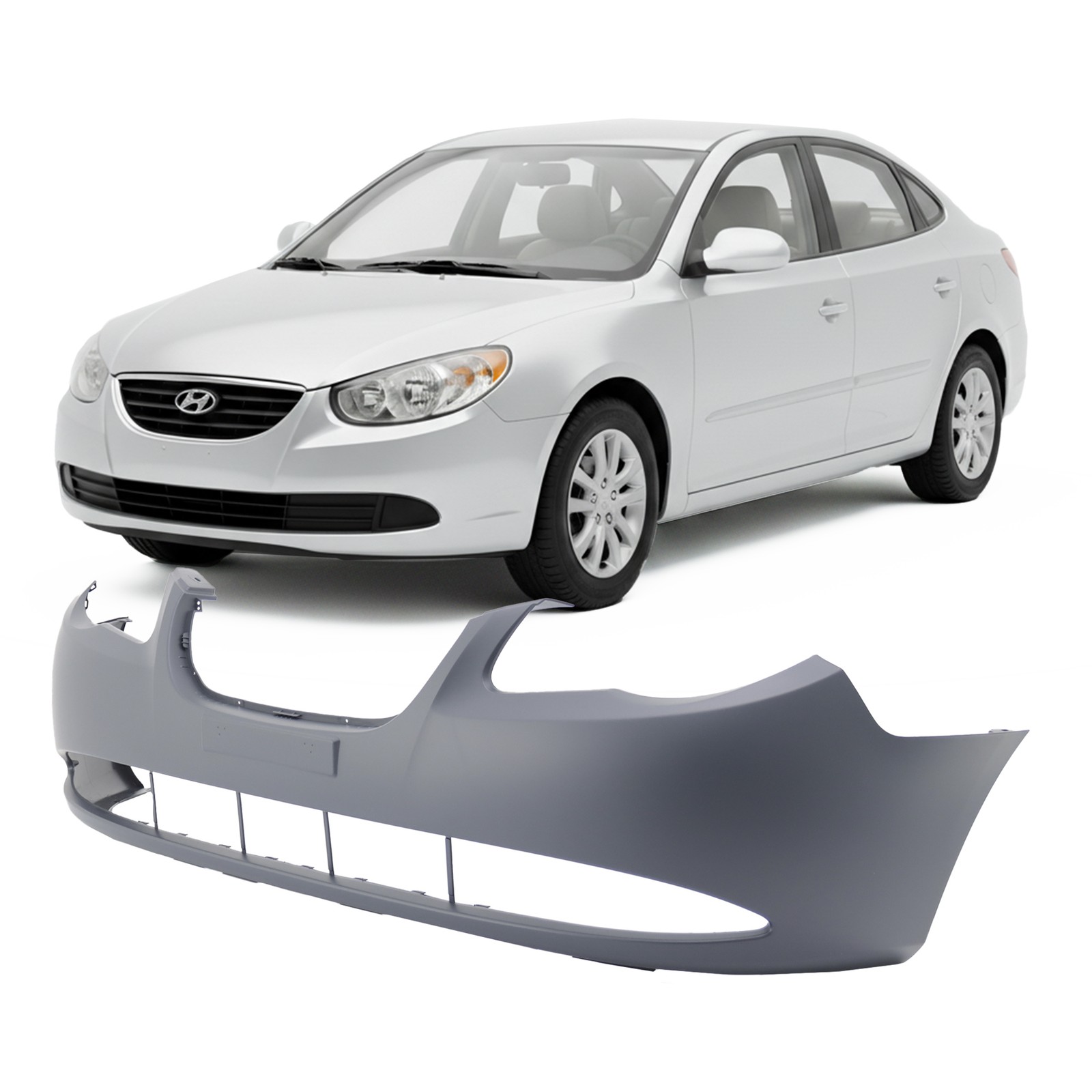 2007-2010 Hyundai Elantra Sedan Primed Front Bumper Cover HY1000167 865112H000