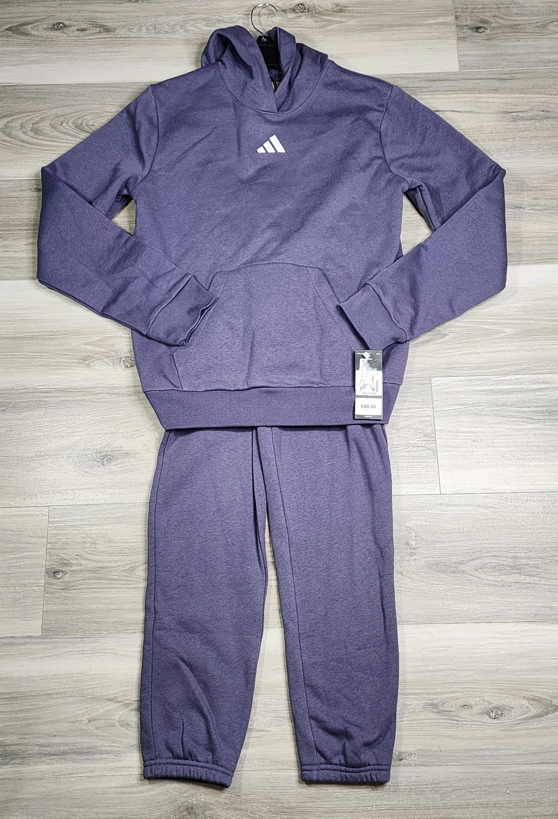 Adidas Set Girls Large Purple Hoodie Pants New