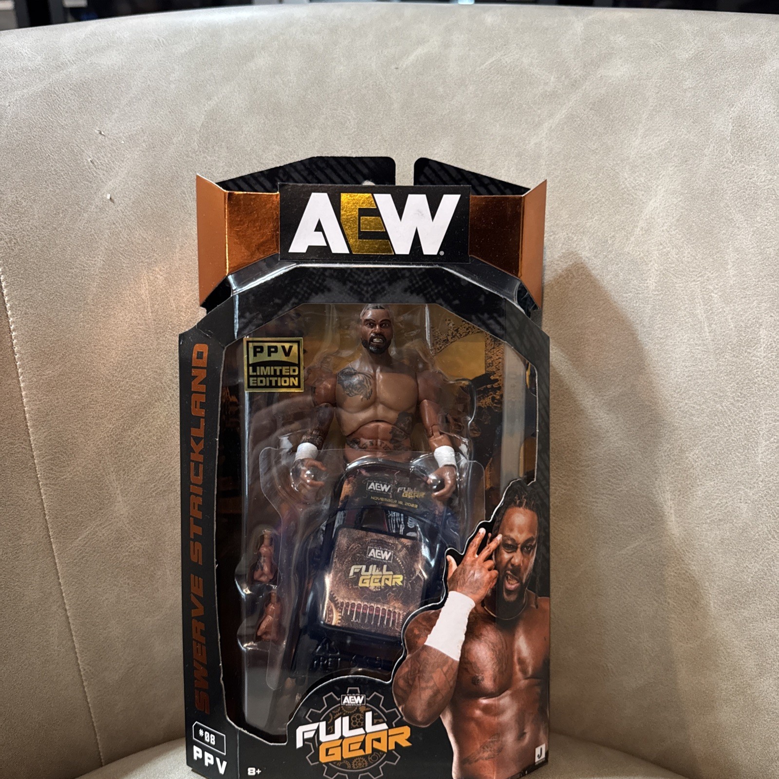 AEW Swerve Strickland #08 PPV Limited Edition Full Gear Action Figure New in Box AEW Swerve Strickland #08 PPV Limited Edition Full Gear Action Figure New in Box