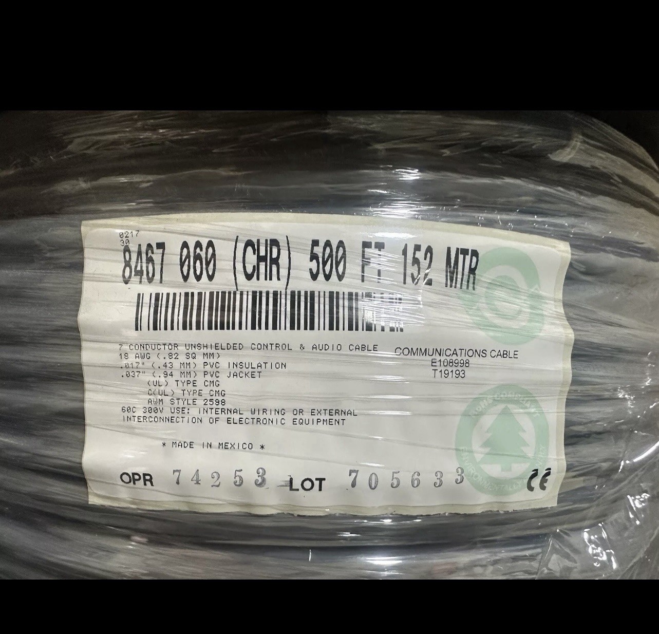 BELDEN NEW CABLE # 8467 060 500–18Ga/7-Conductor/500 FEET-LAST AVAILABLE Reel 