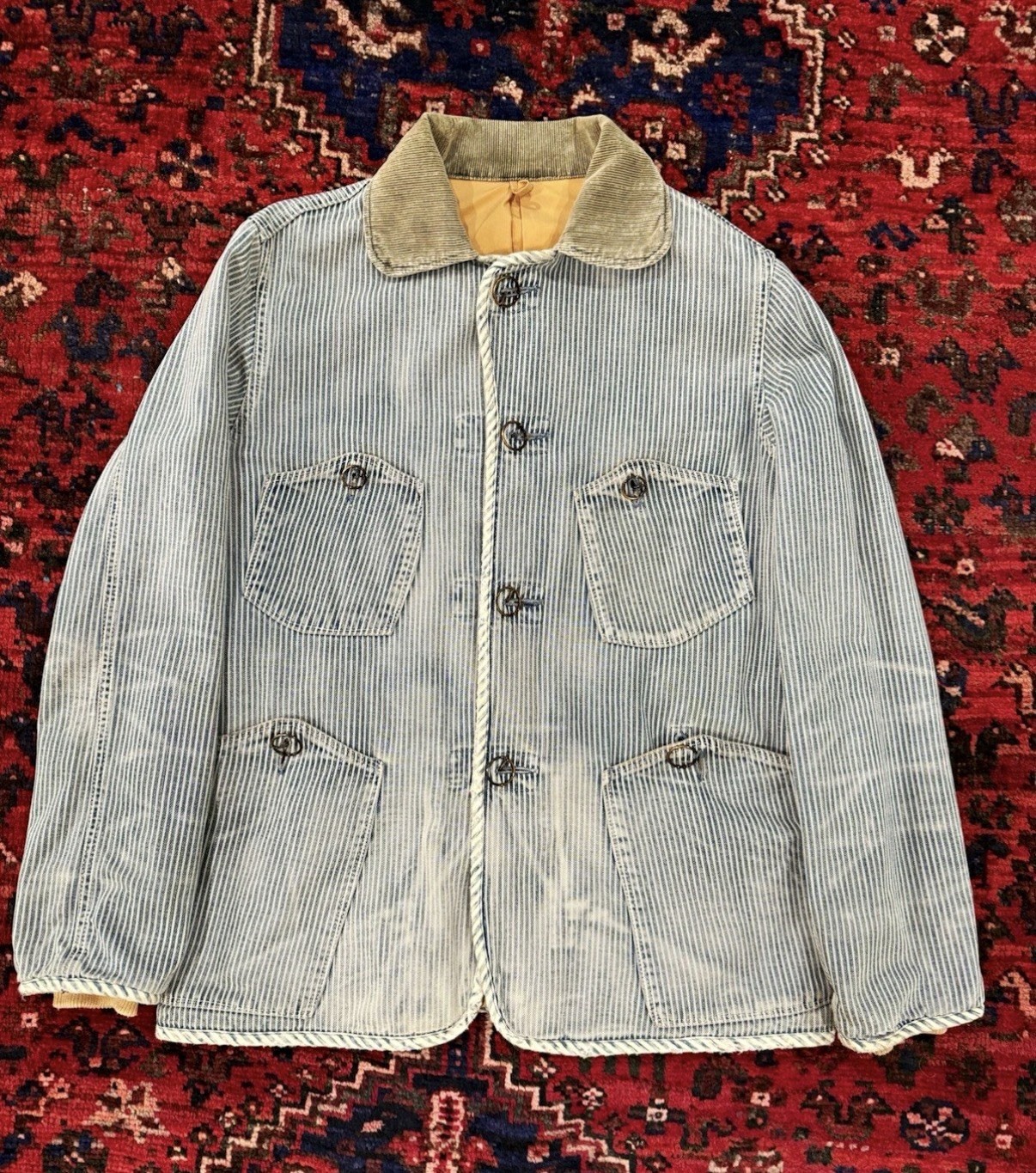 Rare VTG KAPITAL Japan Hickory Stripe Chore Jacket Archival Size 1