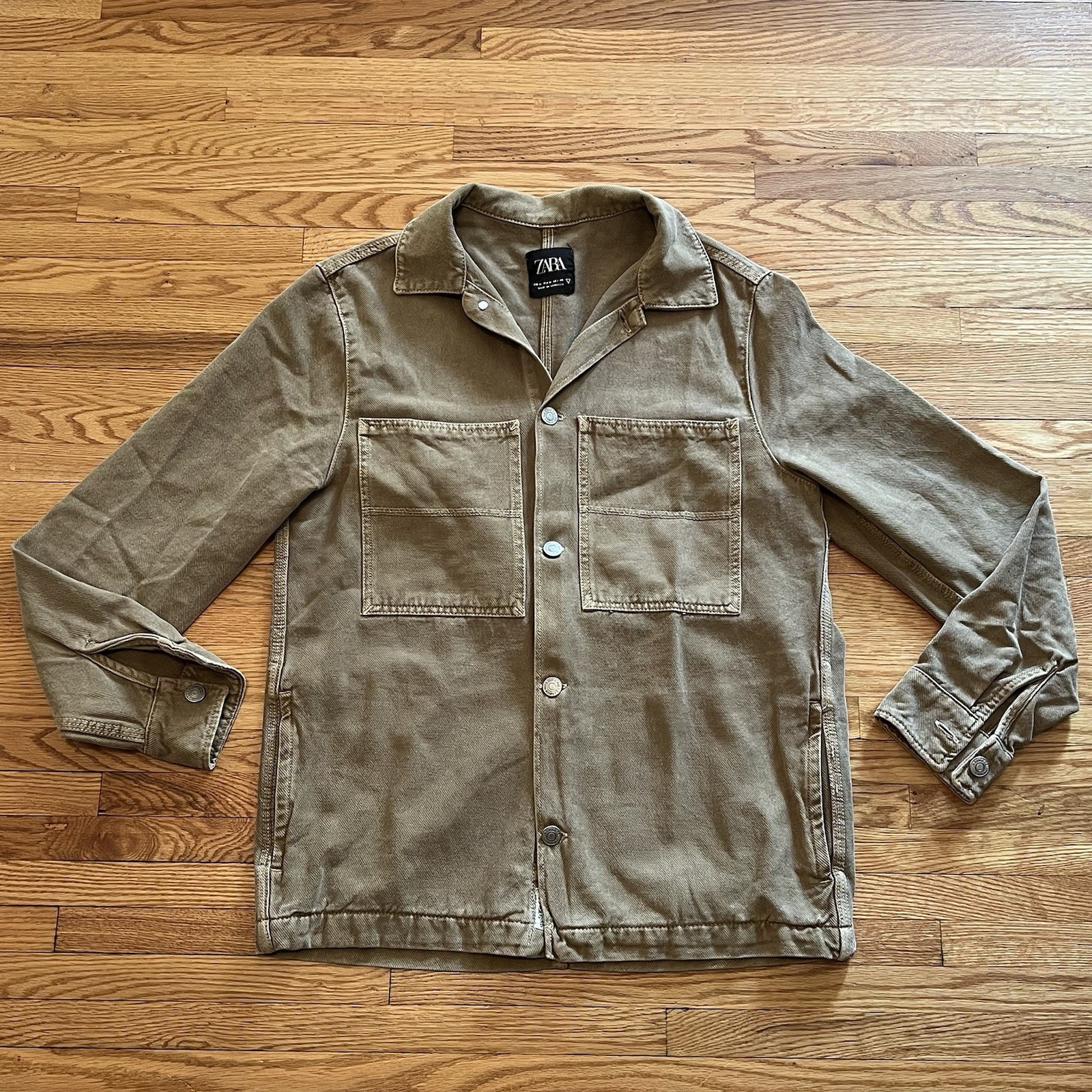 Zara Jacket Men’s Medium Brown Lined Button Front Point Collar Zara Jacket Men’s Medium Brown Lined Button Front Point Collar