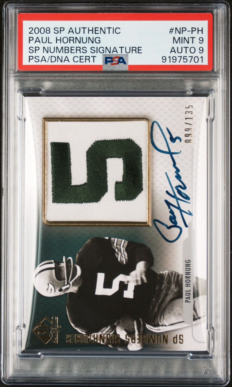 2008 SP Numbers Authentic AUTOGRAPHED Paul Hornung  #NP-PH Card PSA/DNA 9/9 MINT
