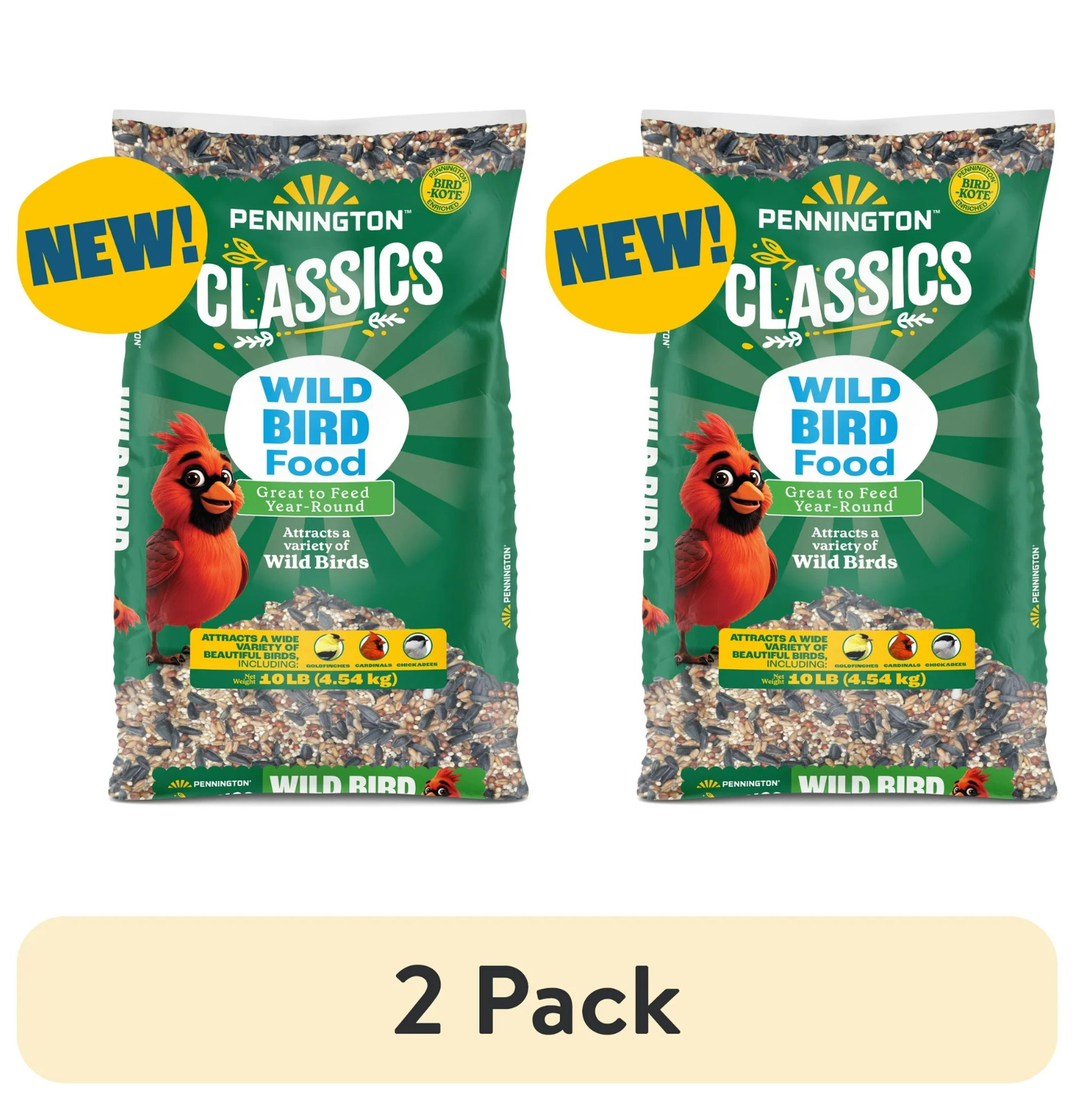 Pennington Classic Dry Wild Bird Feed and Wild Bird Seed, 10 lb. New Bag,2 Packs