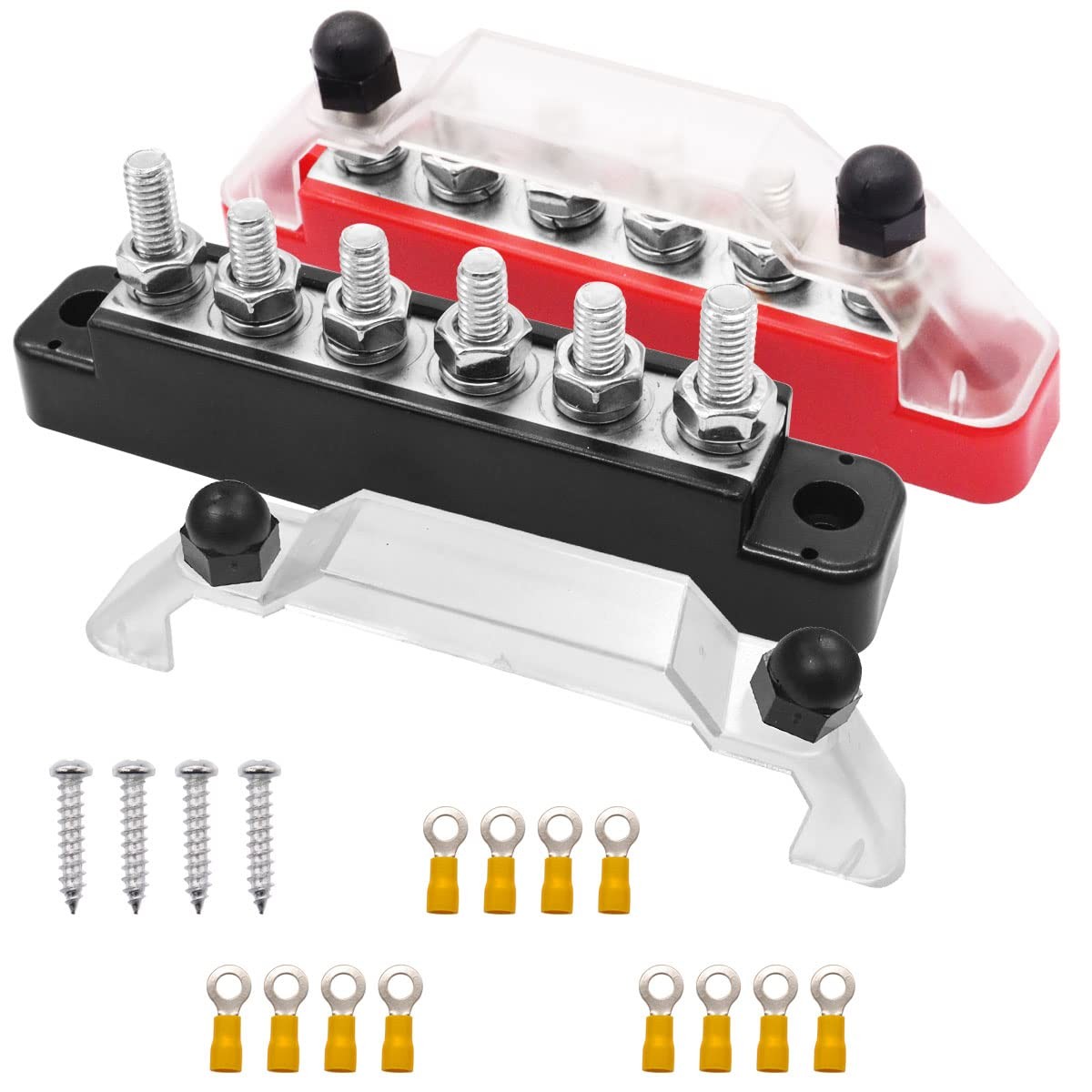 Seamaka 150A 12V-48V Bus Bar Marine Power Distribution 6 x 1/4” (M6) 