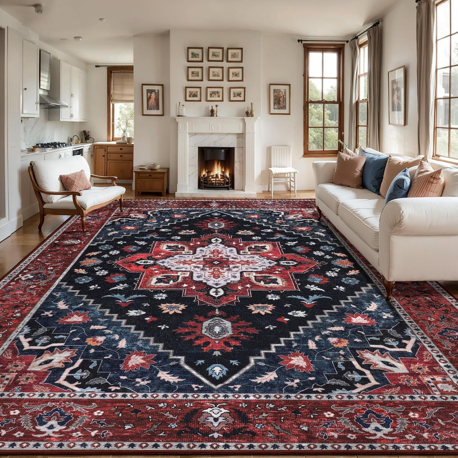 Vintage 9x12 Ft Washable Area Rug - Non-Slip Oriental Carpet for Any Room Vintage 9x12 Ft Washable Area Rug - Non-Slip Oriental Carpet for Any Room