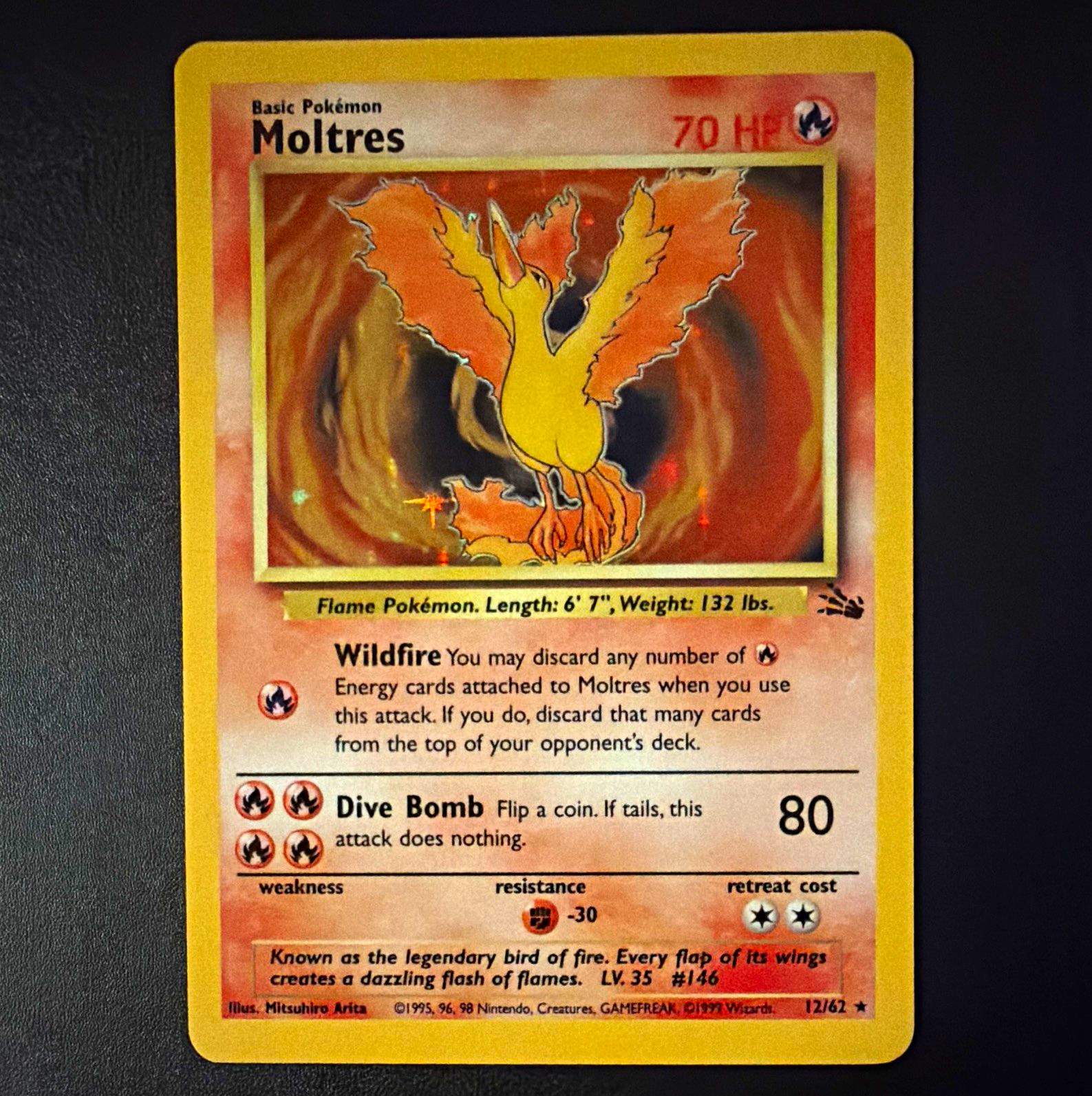 The Pokémon Company Moltres 12/62 Fossil Holo Rare Unlimited English 70HP