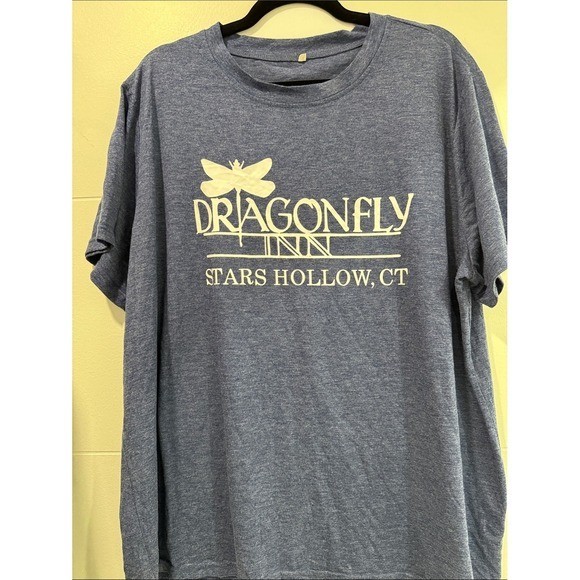 Dragonfly Inn T-Shirt Unisex 4XL Blue Excellent Stars Hollow Graphic Tee