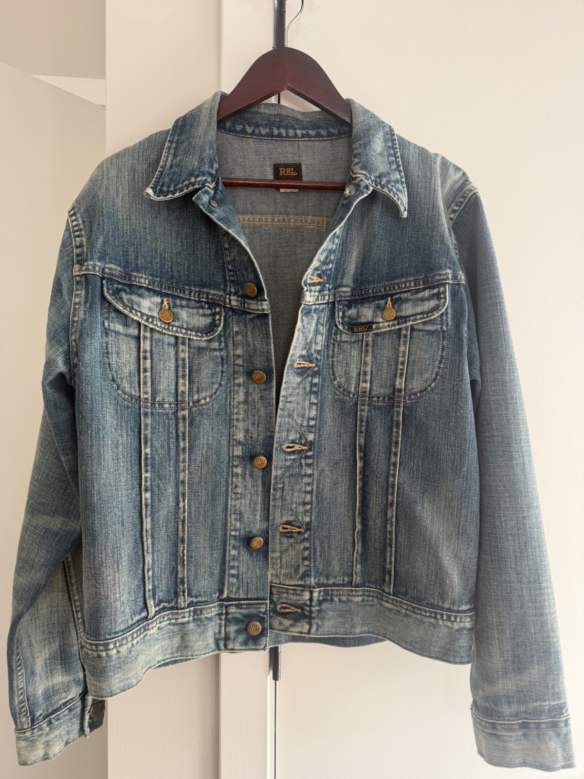 RRL Ralph Lauren Men\'s Leeland Indigo Denim Trucker Jacket Size M (Vintage) RRL Ralph Lauren Men\'s Leeland Indigo Denim Trucker Jacket Size M (Vintage)
