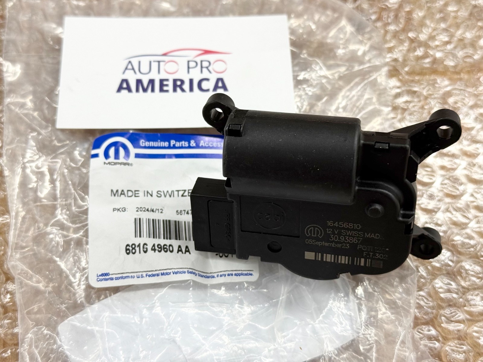AIR INLET DOOR ACTUATOR for 2019-2026 PACIFICA VOYAGER OEM MOPAR 68164960AA